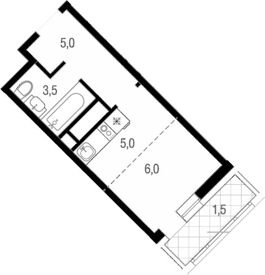 Студия, 19.5 м², 12/25 этаж, ЖК «Котельники парк»