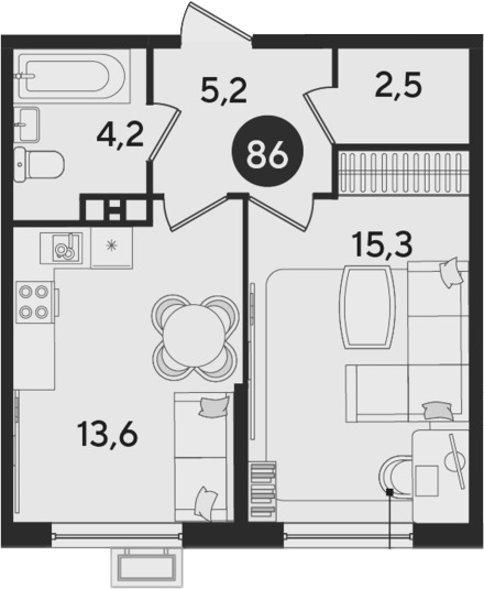 2-комн. квартира, 40.8 м² в ЖК Парк Победы — фото 2