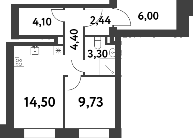 1-комн., 38.47 м², 1/5 этаж, ЖК «Смарт Гарден»