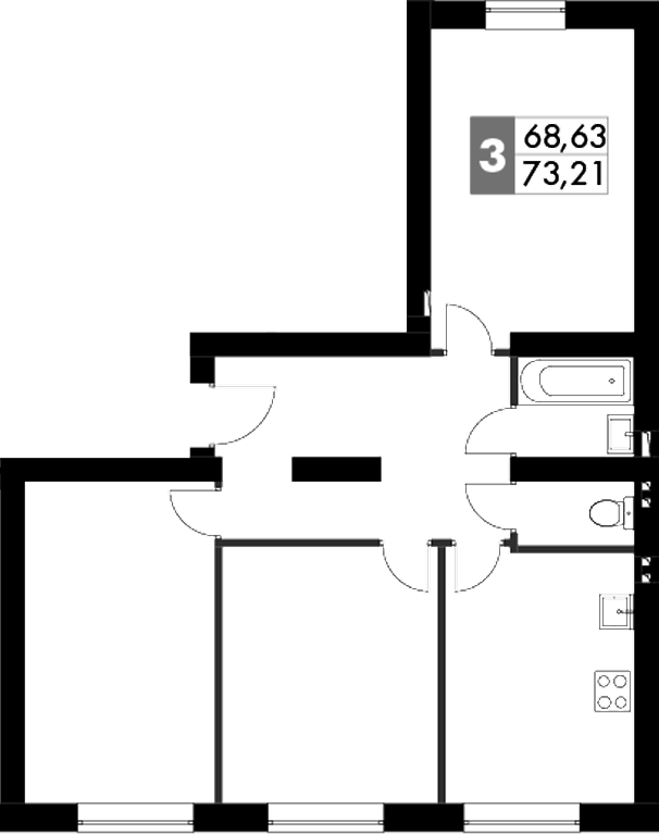 3-комн. Парк Апрель