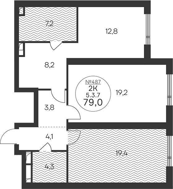 2-комн., 79 м², 3/18 этаж, ЖК «Клубный квартал КРЫЛАТСКАЯ 33»
