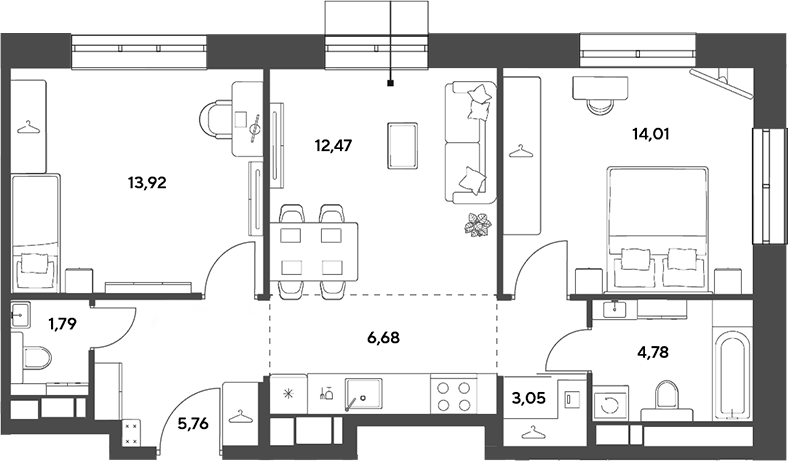 3-комн., 62.46 м², 11/15 этаж, ЖК «Публицист»