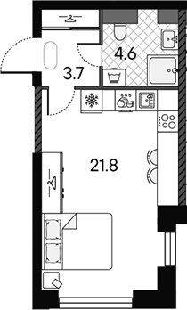 Студия, 30.1 м², 9/43 этаж, ЖК «МАРК»
