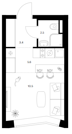 Студия, 22 м², 30/31 этаж, ЖК «Мичуринский парк»