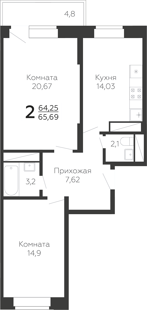 2-комн. Онегин. ГК Развитие