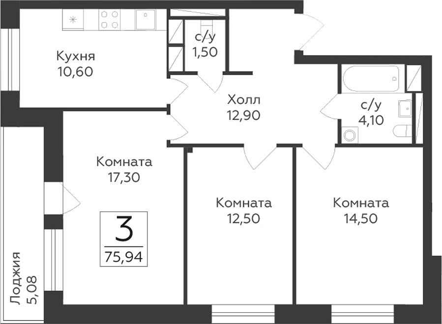3-комн. Малаховский