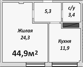 Продается 1-комн. квартира, 44.9 м²