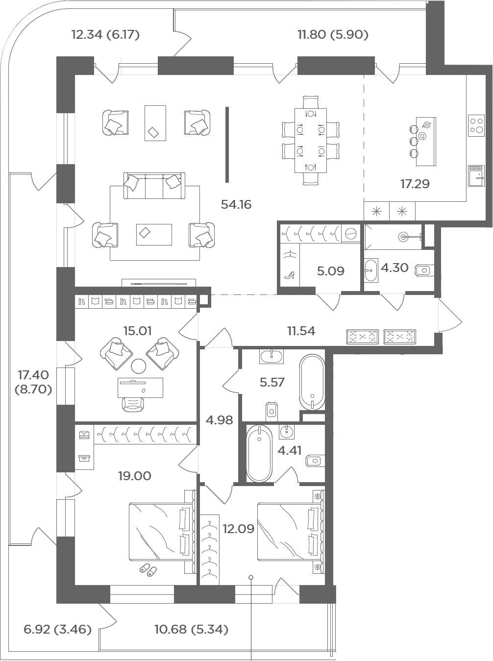 4+ комнаты, 153.44 м², 18/20 этаж, ЖК «FORIVER»