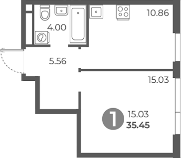 1-комн., 35.45 м², 8/20 этаж, ЖК «Нижегородская от Гранель»