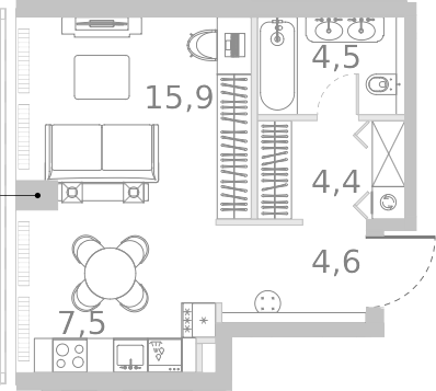 Студия, 36.9 м², 12/45 этаж, ЖК «Ривер Парк Кутузовский»