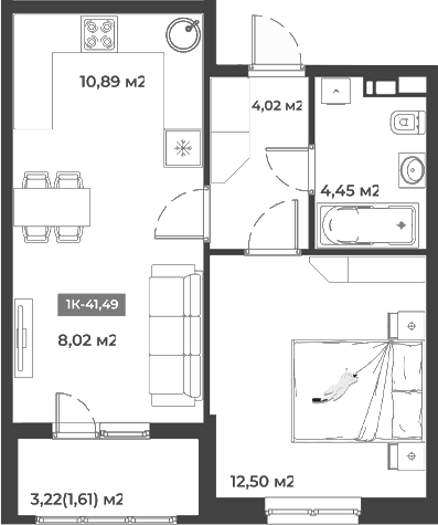 Продается 1-комн. квартира, 39.88 м²