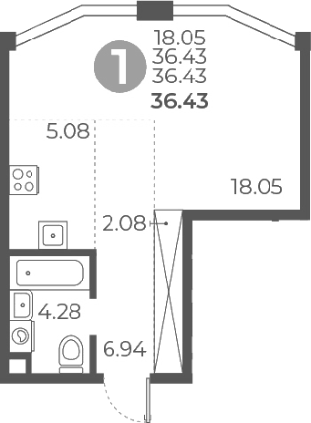 Студия, 36.43 м², 3/27 этаж, ЖК «Мневники от Гранель»