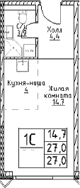 Студия, 27 м², 24/29 этаж, ЖК «Наметкин Тауэр»