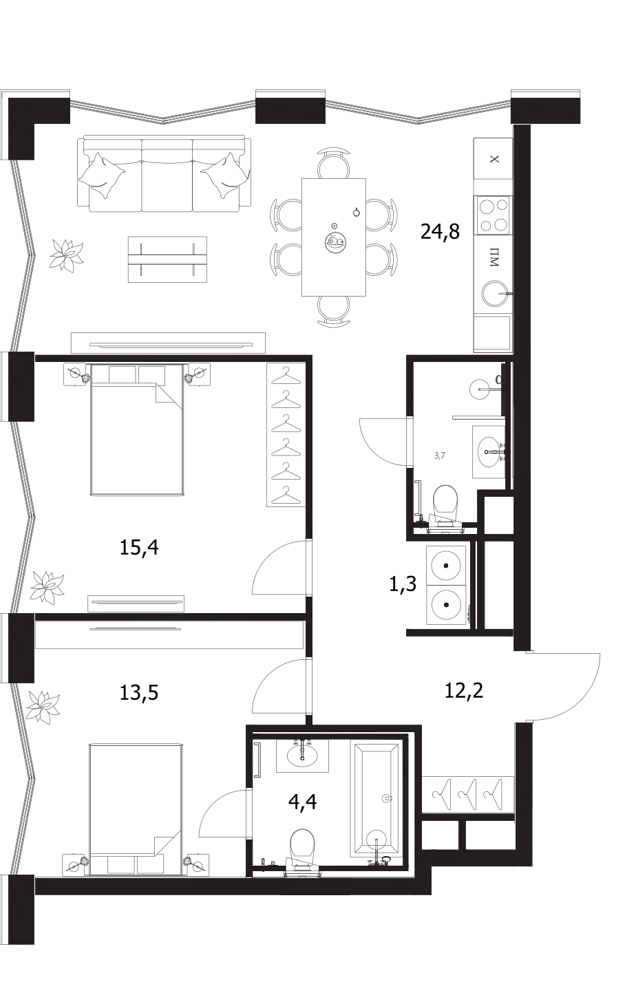 3-комн. A. Residence