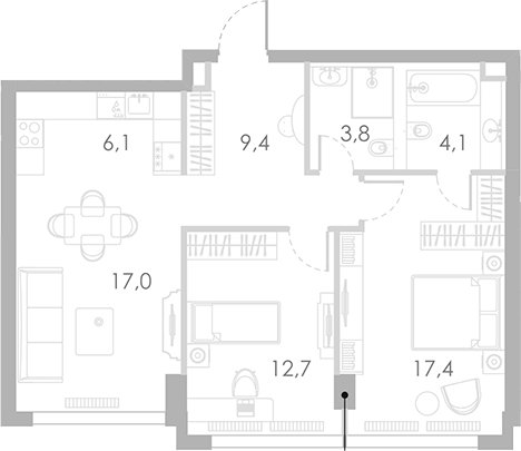 3-комн., 70.5 м², 24/46 этаж, ЖК «Ривер Парк Кутузовский»