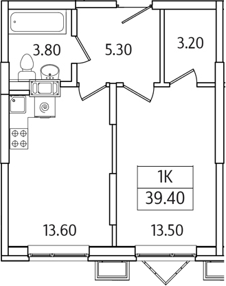 1-комн., 39.4 м², 8/21 этаж, ЖК «Видный Берег 2.0»