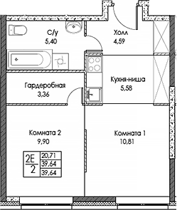 2-комн. ЭВОПАРК Сокольники