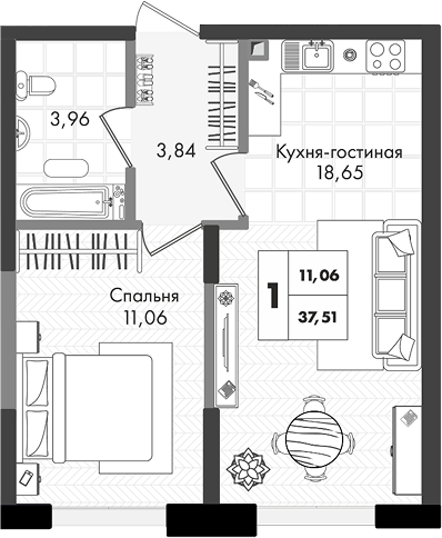 2-комн. Зеленая территория