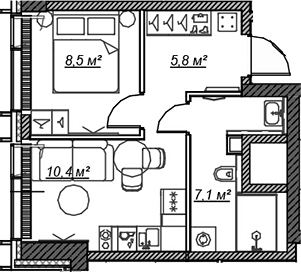 2-комн., 31.8 м², 18/59 этаж, ЖК «Веер»