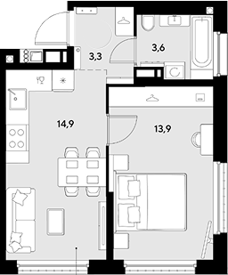 Продается 1-комн. квартира, 35.7 м²