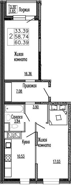 2-комн. Клевер