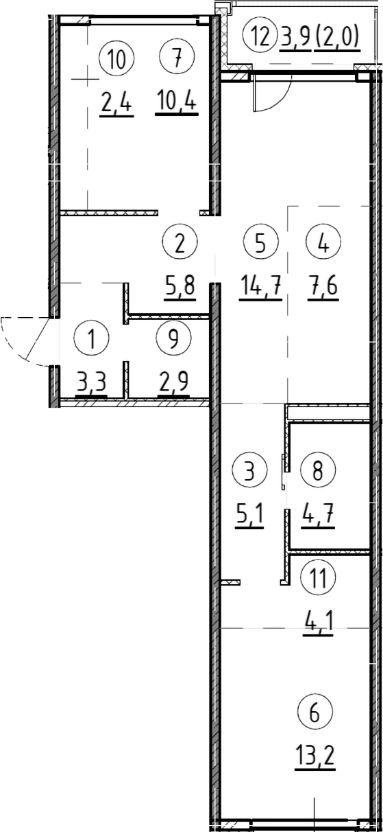 2-комн., 76.1 м², 8/21 этаж, ЖК «Дом А»