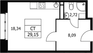 Студия, 29.15 м², 5/21 этаж, ЖК «Волковская 67»