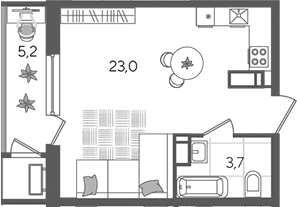 Студия квартира, 26.7 м² в ЖК Рекорд — фото 2