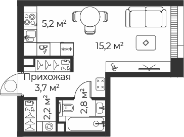 Студия, 29 м², 9/35 этаж, ЖК «Веер»