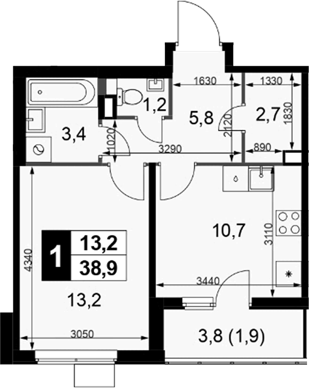1-комн., 37 м², 5/10 этаж, ЖК «1-й Химкинский»