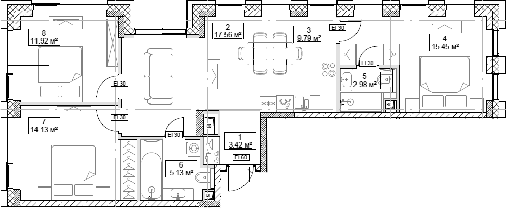 4+ комнаты, 80.38 м², 17/26 этаж, ЖК «Сити Бэй»