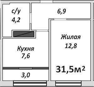 1-комн., 31.5 м², 7/9 этаж, ЖК «Европейский»