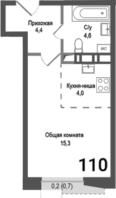 Студия, 28.3 м², 8/8 этаж, ЖК «Киноквартал»