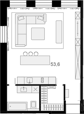 Студия, 53.7 м², 13/13 этаж, ЖК «Резиденции архитекторов»