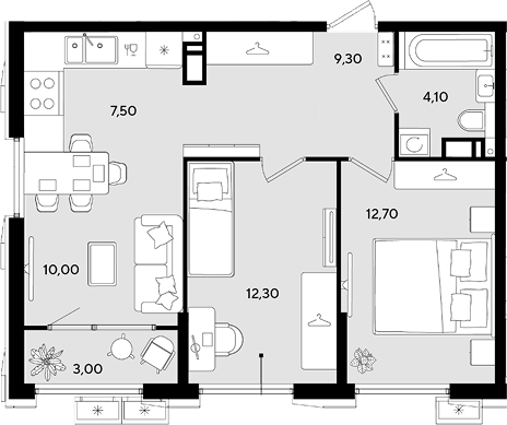 3-комн. квартира, 55.9 м² в ЖК Порто-Ново — фото 2