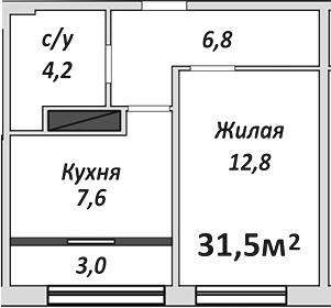 1-комн., 32.7 м², 8/9 этаж, ЖК «Европейский»