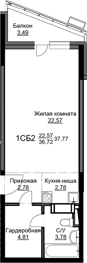 Студия, 37.15 м², 9/17 этаж, ЖК «Соболевка»