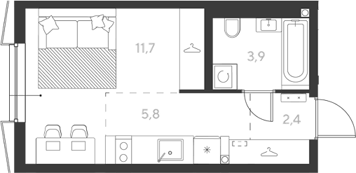Продается 1-комн. квартира, 23.8 м²