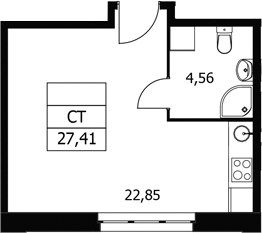 Студия, 27.41 м², 7/21 этаж, ЖК «Волковская 67»