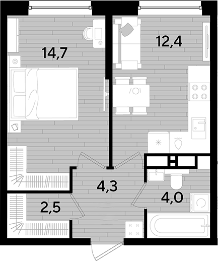 1-комн. квартира, 37.9 м² в ЖК DОГМА ПАРК — фото 2