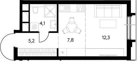 Студия, 29.4 м², 23/27 этаж, ЖК «Дом 56»