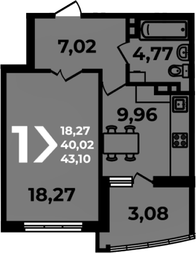 1-комн. квартира, 40.02 м² в ЖК Аксиома — фото 2
