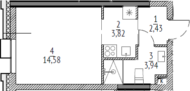 Студия, 24.77 м², 8/21 этаж, ЖК «N'ICE LOFT»