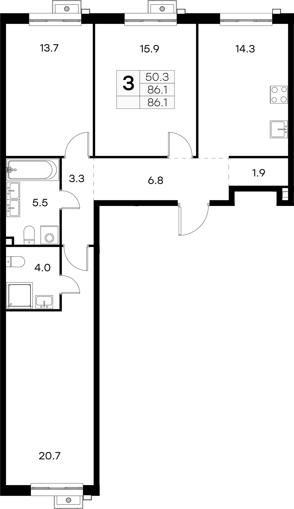 3-комн. Куркино 15