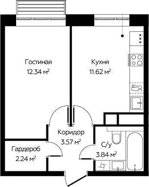 1-комн. Новоград Павлино