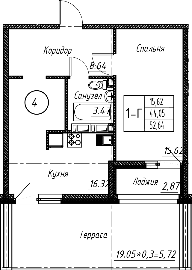 2-комн. квартира, 44.99 м² в ЖК Событие — фото 3