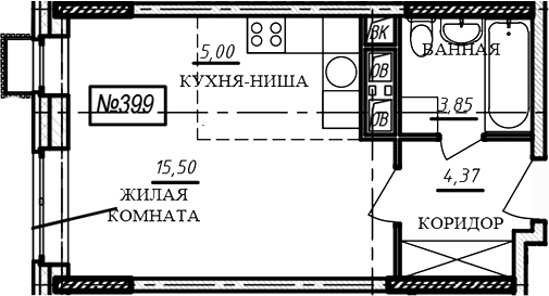Студия, 28.7 м², 12/16 этаж, ЖК «Краснофлотский»