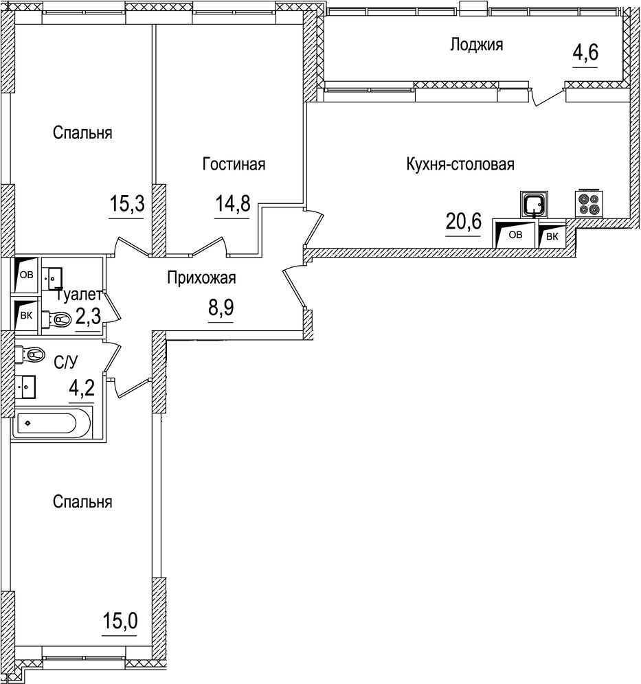 4+ комнаты, 81.5 м², 18/21 этаж, ЖК «Рассказово»
