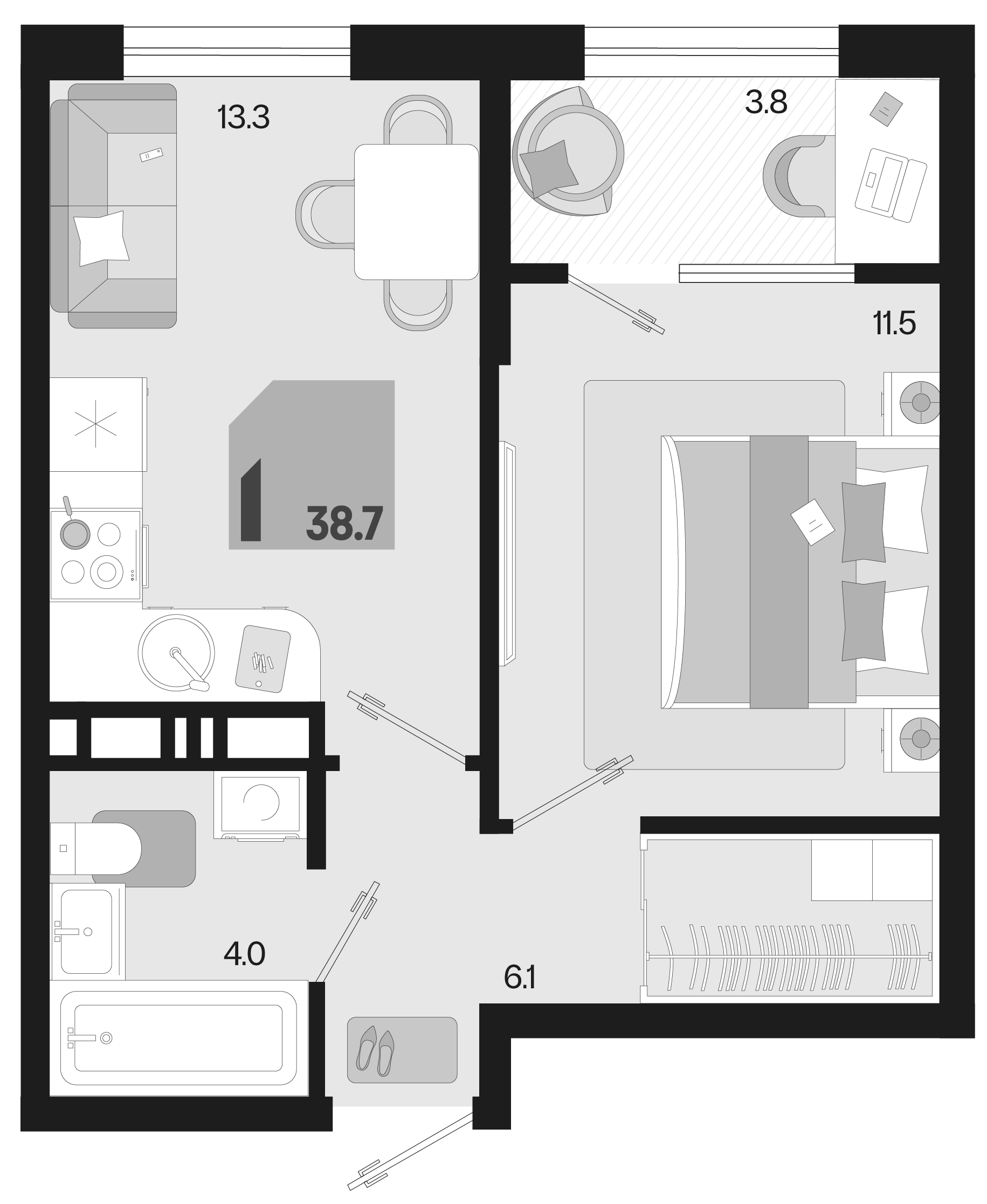 1-комн. квартира, 34.9 м² в ЖК Первое место — фото 2