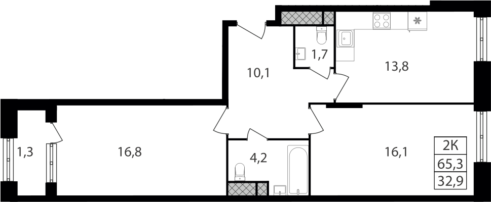 2-комн., 62.7 м², 3/8 этаж, ЖК «Варшавские ворота»